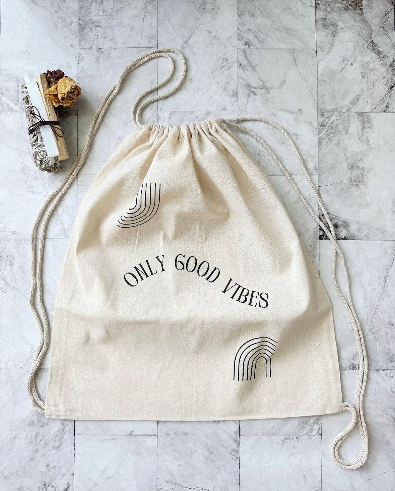 Crystal-Infused Drawstring Bags